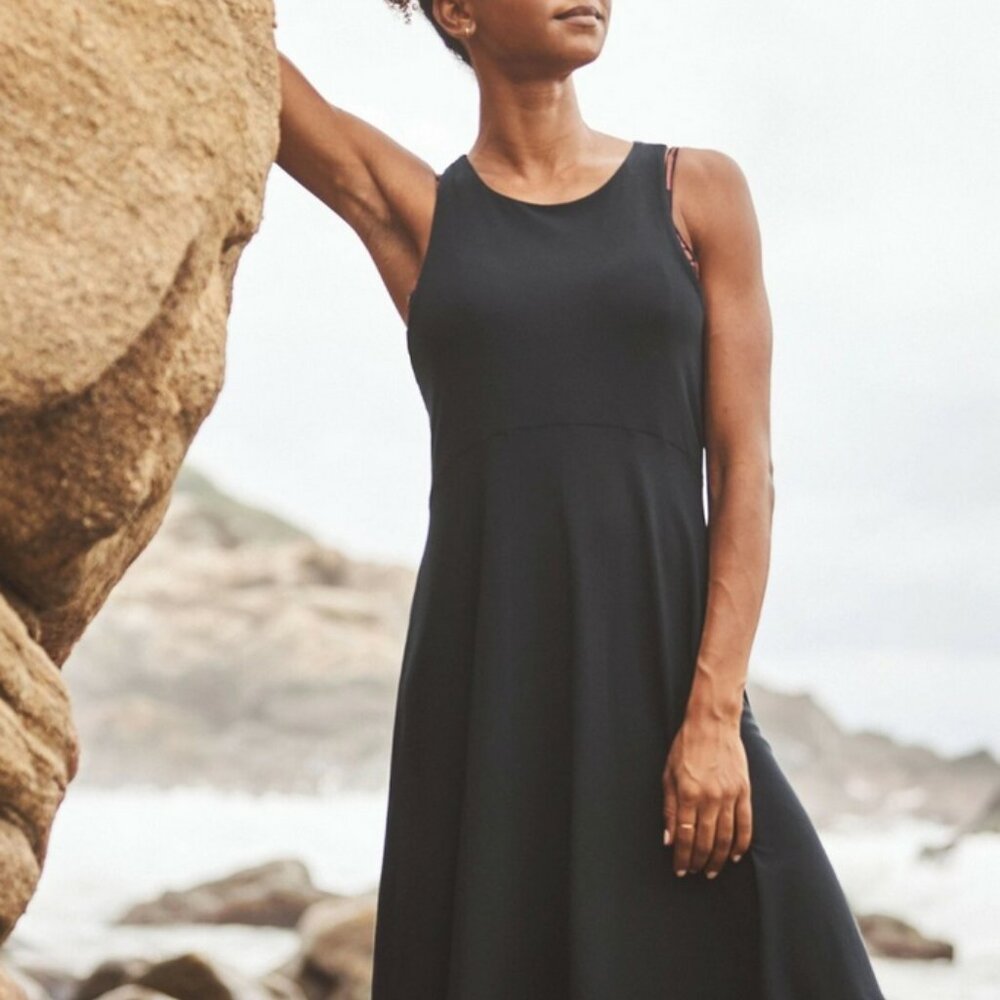 Athleta Black Sleeveless A-Line Midi Dress 1x Plus Size
